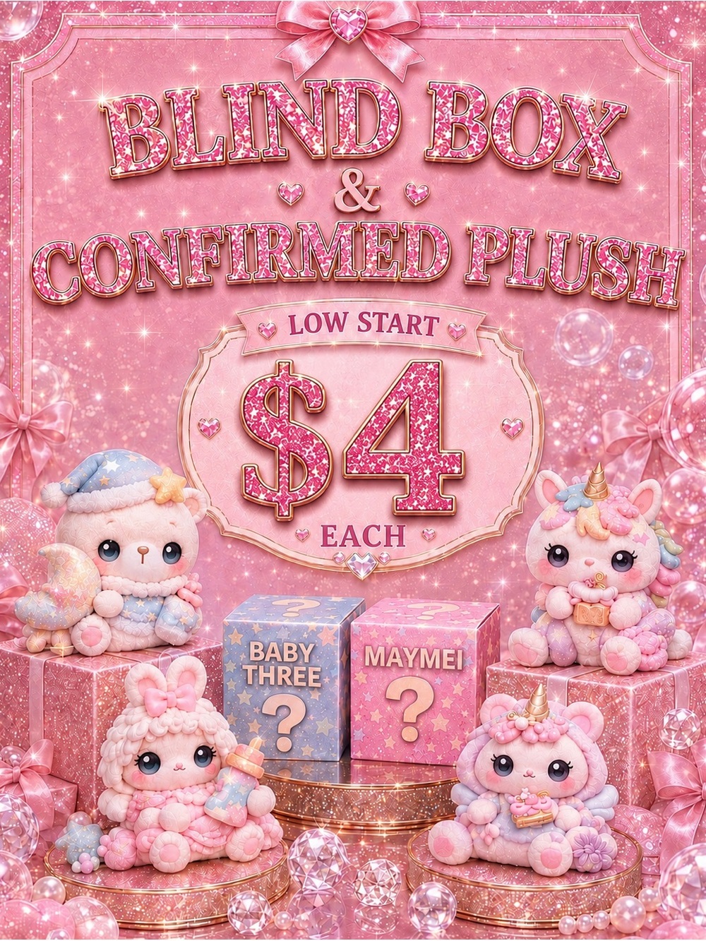 Pink Surprise Blind Box Plush Party Favors